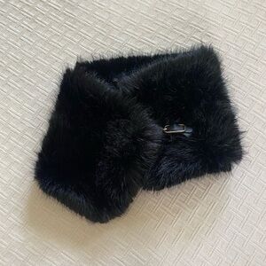 Zara faux fur knit wrap with buckle.